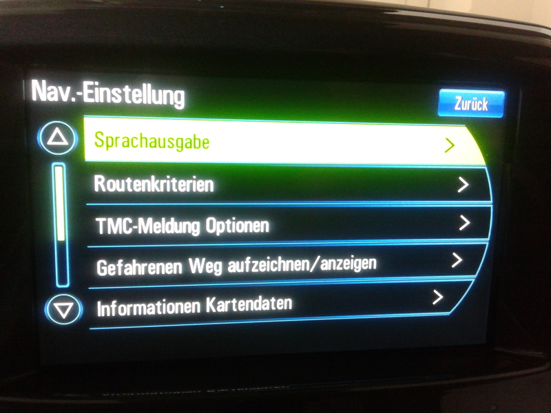 Menü Navi-Konfiguration