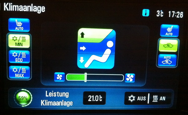 Gebläse nur oben - Heizung ein