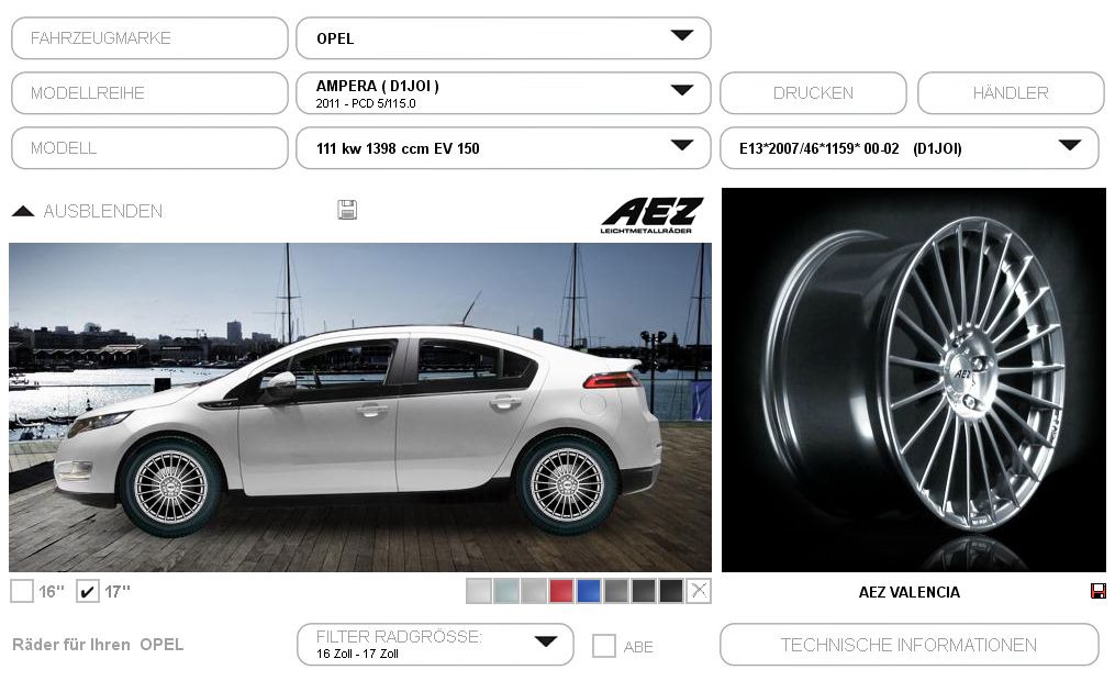 Quelle: AEZ Online Konfigurator