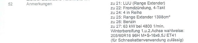 Auszug Typenschein