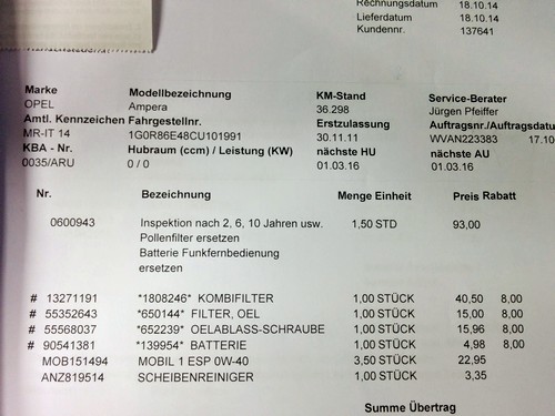 Rechnungsausschnitt - Teil 1