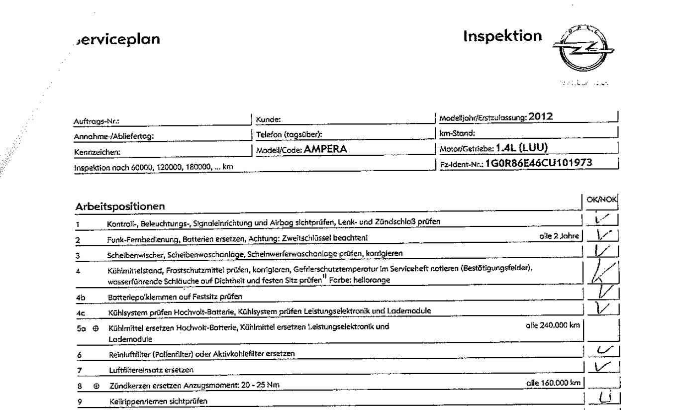 Serviceplan oberer Teil