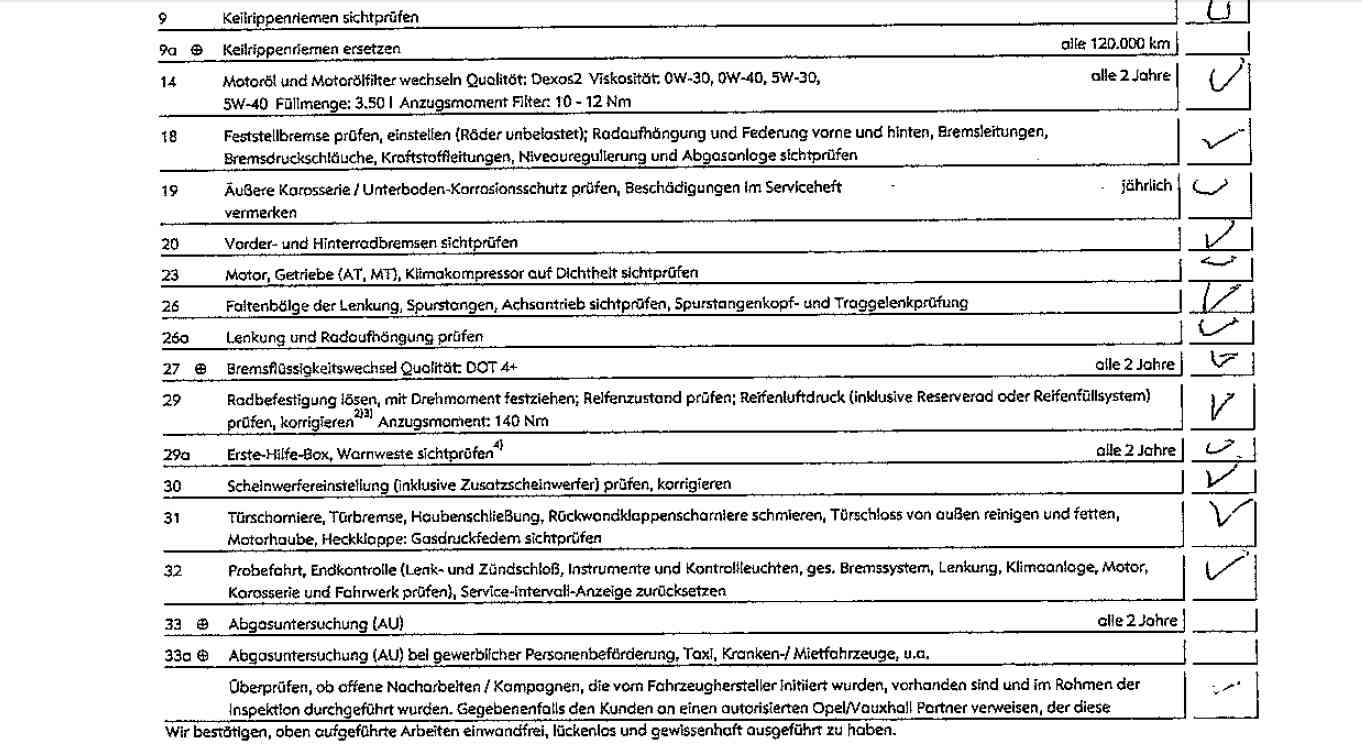 Serviceplan unterer Teil
