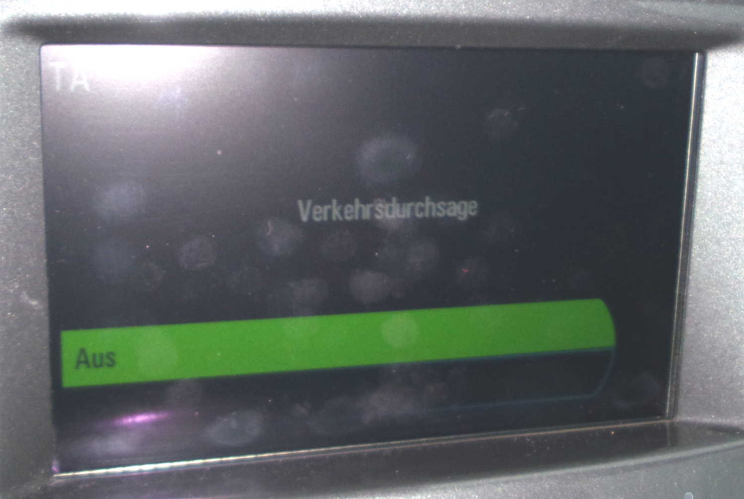 Die "alte" Anzeige bei einer Verkehrsdurchsage