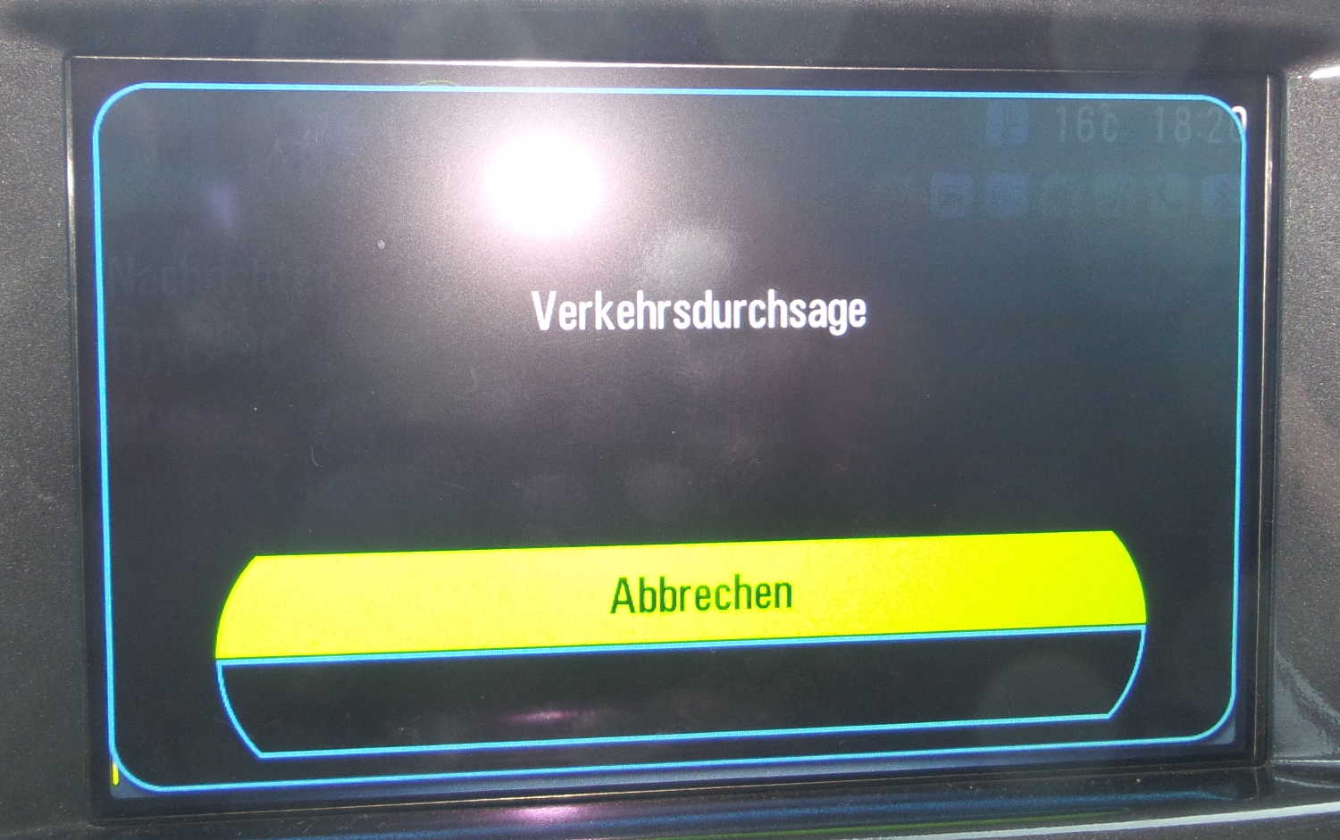 Die gewohnte Anzeige bei einer Verkehrsdurchsage